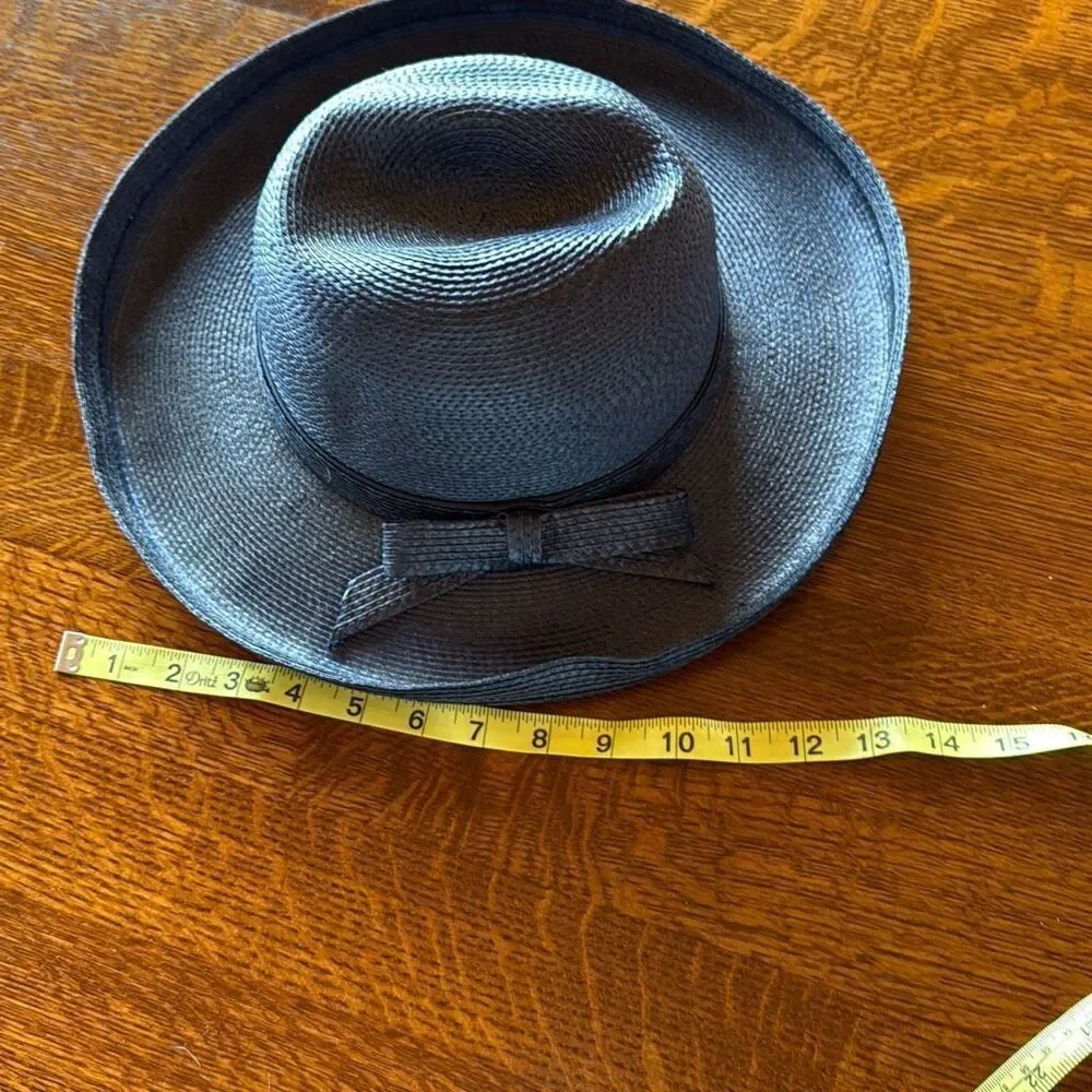 Vintage Don Anderson Blue Straw Fedora Sun Hat Women’s Size Small - Picture 11 of 13